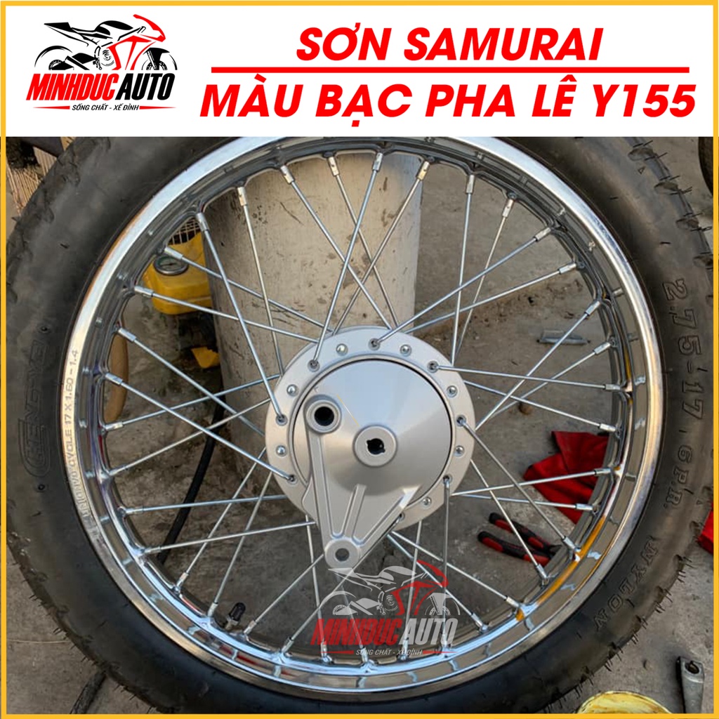 Sơn Samurai màu bạc pha lê Y155 chai sơn xịt cao cấp dành cho sơn xe máy