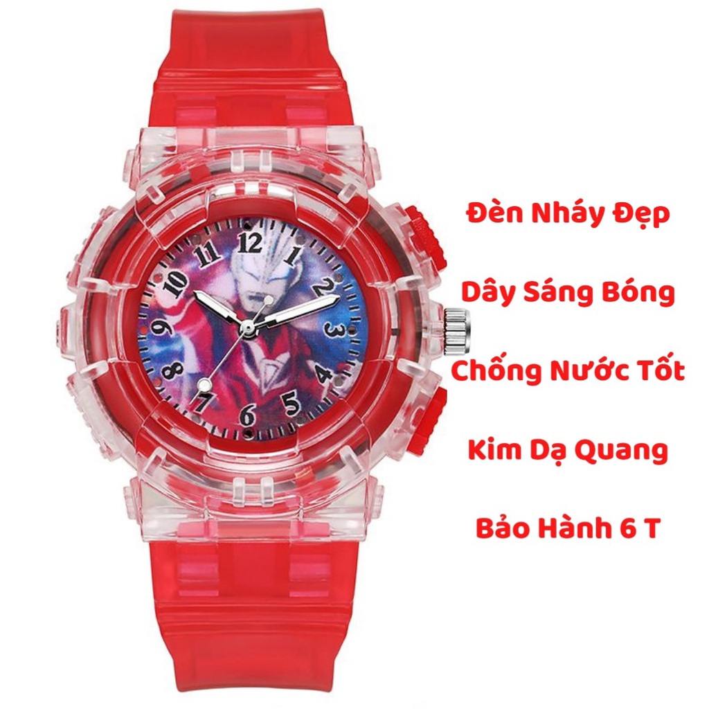 Đồng hồ trẻ em ,bé trai, bé gái và nam giới deo tay Mặt 3 kim siêu nhân có đèn led -D25-