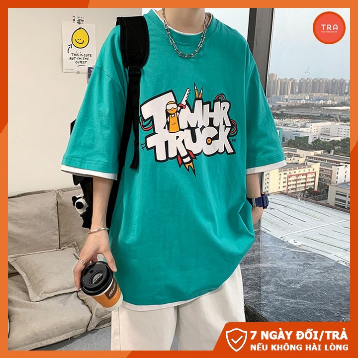 Áo thun tay lỡ nam form rộng chất mát co dãn 4 chiều in TRUCK cá tính NTL123