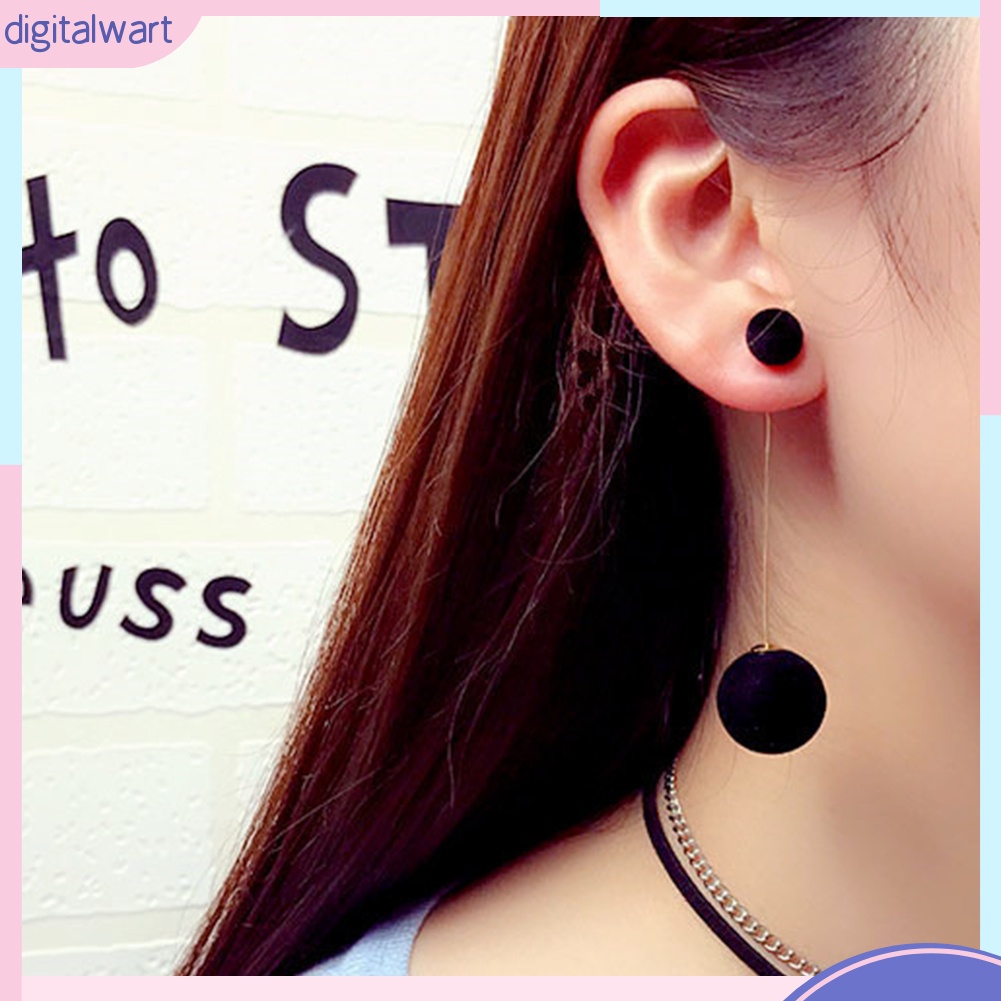 Khuyên tai dài quả bông tròn xinh xắn cho nữ