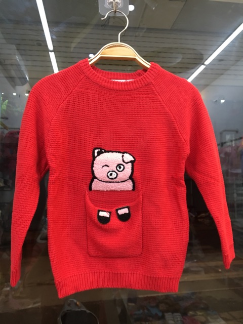 Áo len lợn đỏ Zara 2-6Y (có ảnh thật)