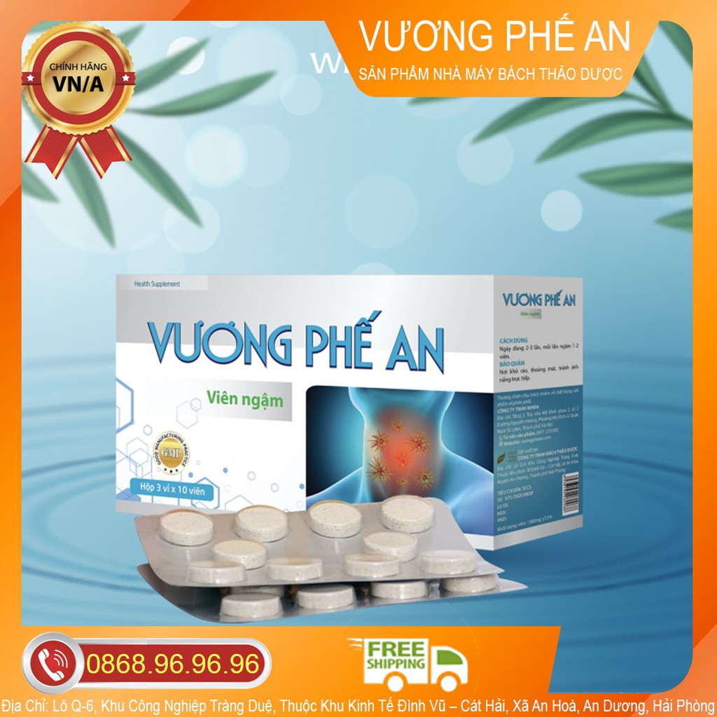 VIÊN NGẬM VƯƠNG PHẾ AN CHÍNH HÃNG - HỖ TRỢ BỔ PHẾ, GIÚP GIẢM HO, LOÃNG ĐỜM, HỖ TRỢ GIẢM ĐAU RÁT HỌNG DO HO KÉO DÀI.