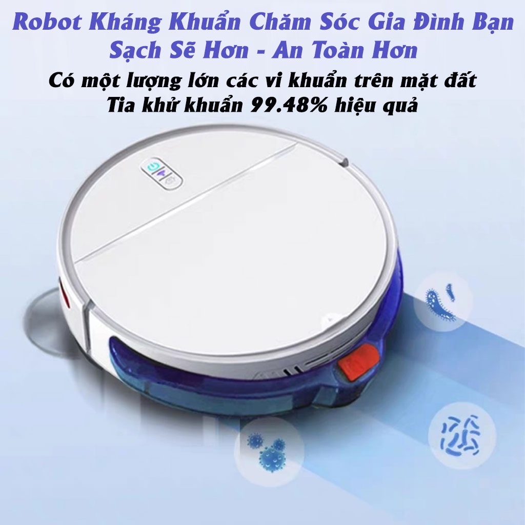Robot Hút Bụi Tự Động E08, Máy Lau Nhà Tự Động, Rô bốt cảm biến thông minh 3 in 1 “LAU – HÚT – QUÉT&quot;