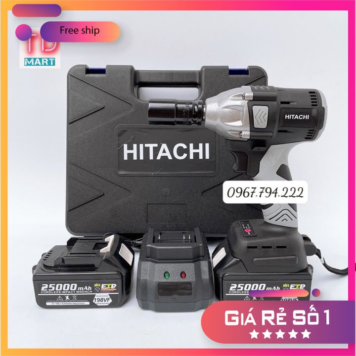 Máy Khoan Pin - Siết Bulong Hitachi 3 chức năng khoan bắn vít siết ốc, lõi đông ko chổi than,tặng đầu chuyển vít đa năng