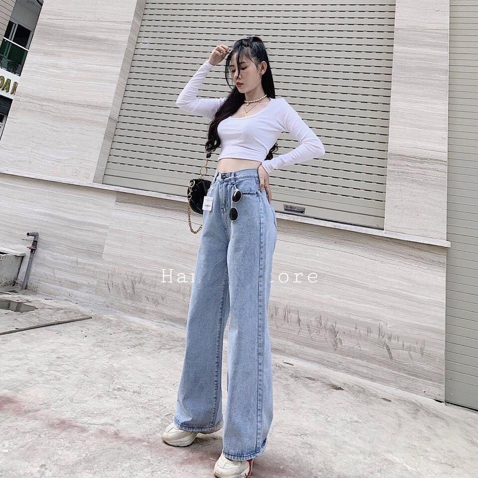 Quần Baggy Jean Nữ LB Official, Dáng Dài Ống Suông Rộng Ulzzang Bốn Màu