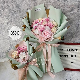 🌹 bó hoa 350 xanh bích mix hồng 🌻🌻🌻