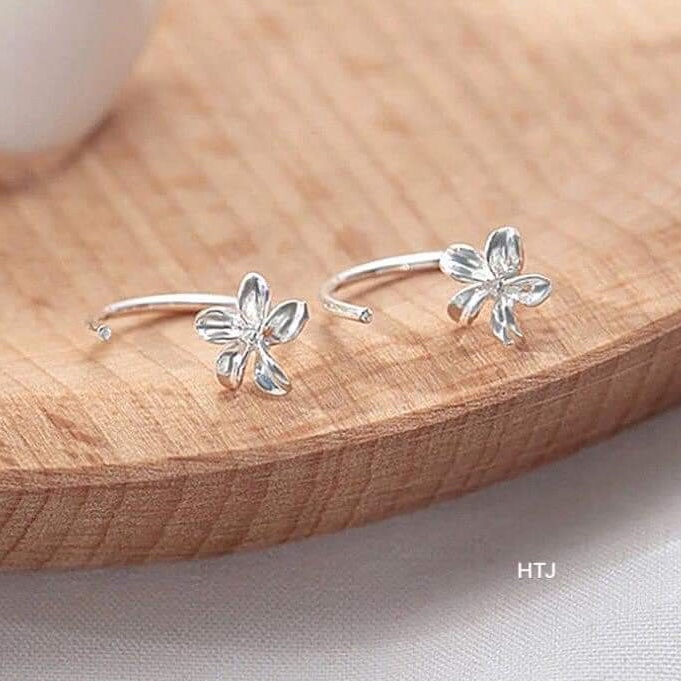 Bông tai bạc Van Jewelry V10736 Bông Hoa móc ôm tai