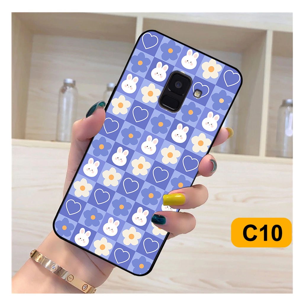 Ốp lưng Samsung A6 2018 - A6 Plus - A8 2018 - A8 Plus in hoạ tiết caro trái tim đen trắng, gấu bear cute đáng yêu