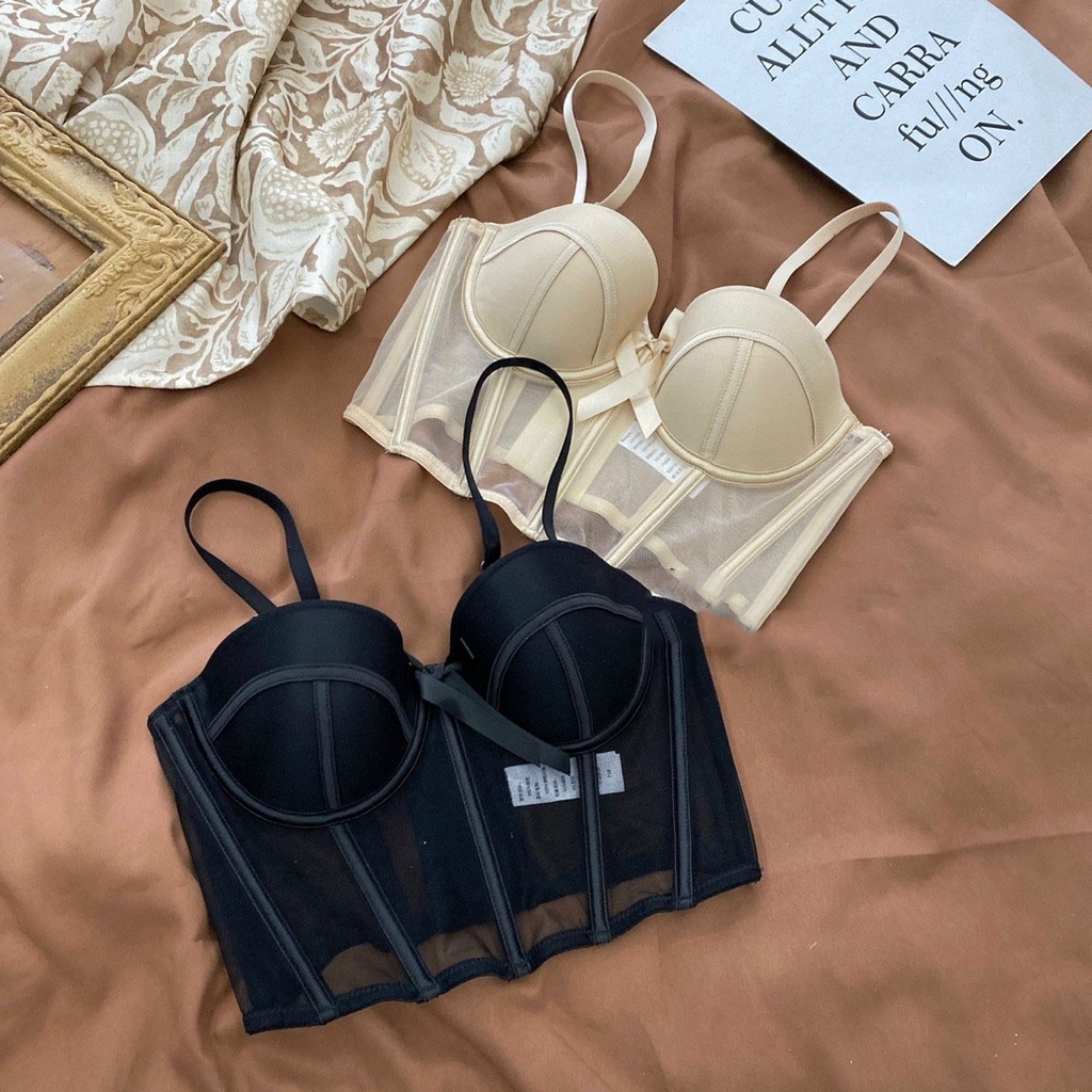 Áo Corset Đính Nơ Siêu Xinh, Có Gọng, Mút Nhẹ, Phong Cách Gợi Cảm Cổ Điển Hàng Loại 1 M804 - Mbra94