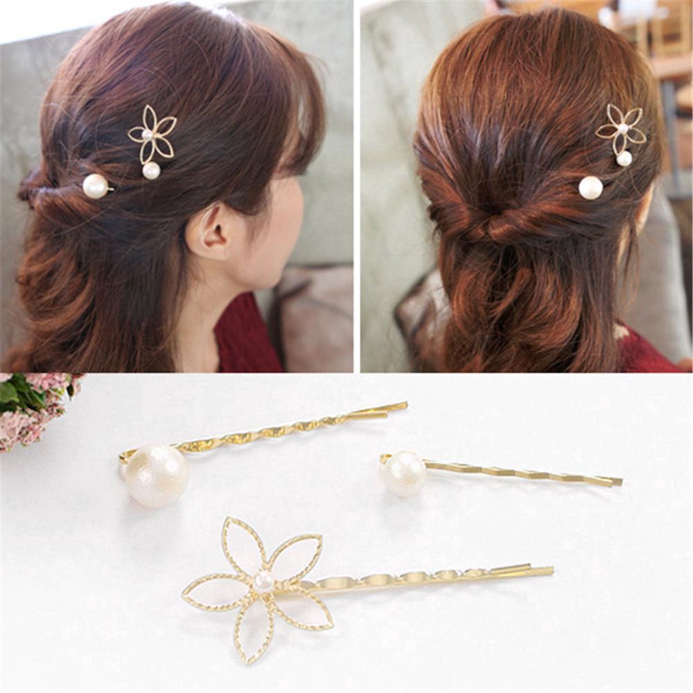 Set 3 kẹp tóc đính ngọc trai thanh lịch cho nữ