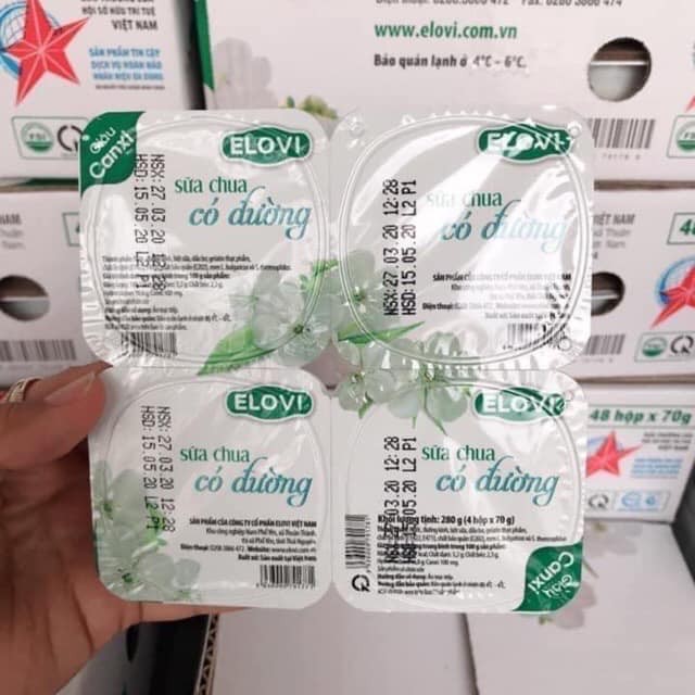 Thùng 48 hộp sữa chua Elovi 70gr có đường