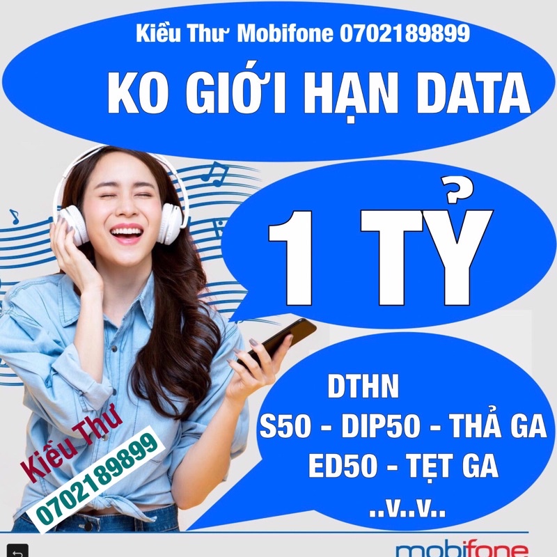 SIÊU SIM Mobi KO GIỚI HẠN DATA ED50- DTHN-S50-DIP50-THAGA Chính Hãng Mobi