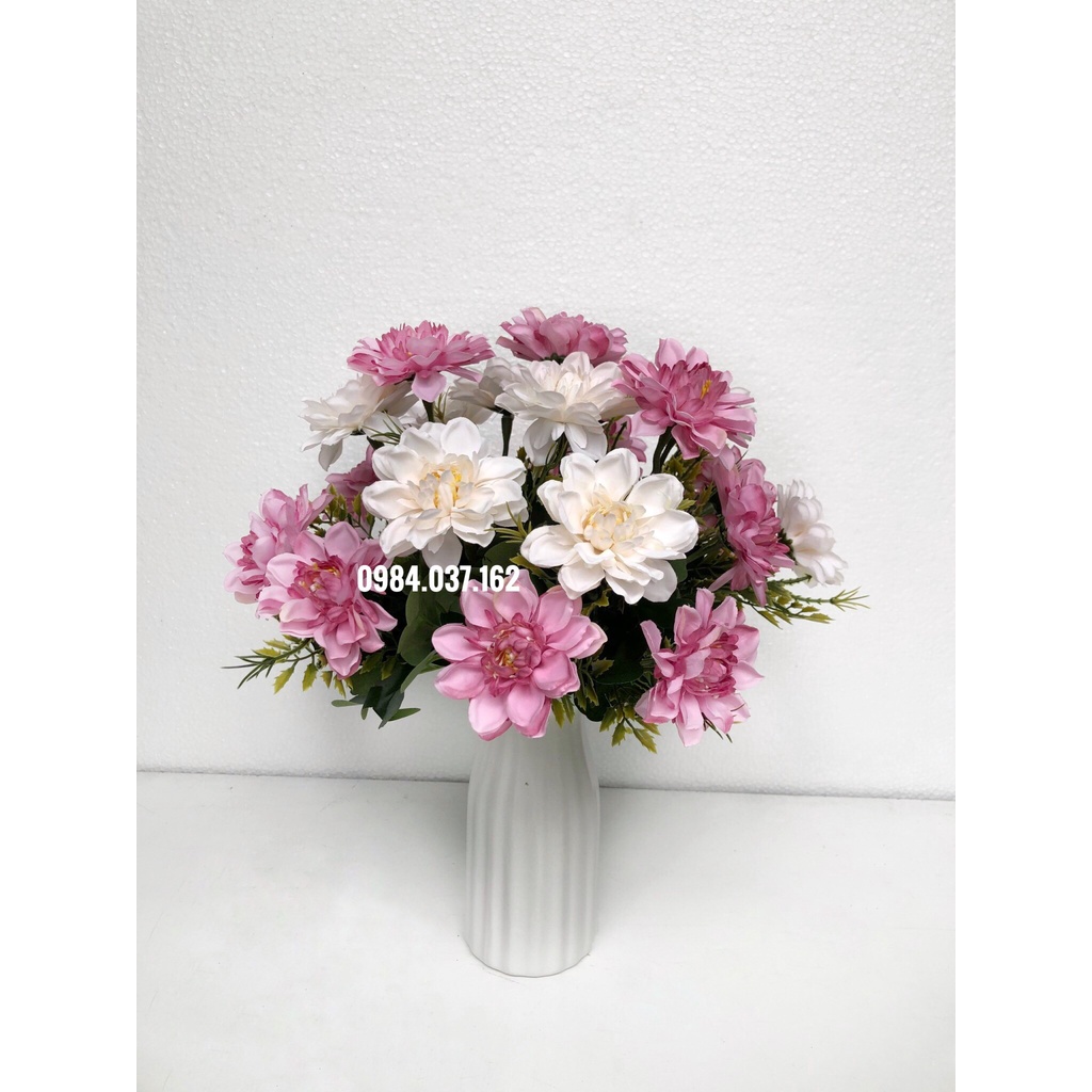 Bình Hoa Giả Thược Dược Lụa Để Bàn Đẹp Trang Trí - Hoa Giả Để Bàn