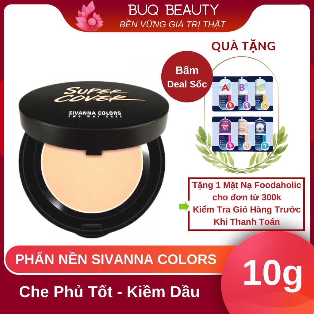 [Hsd 2024] Phấn Nền Sivanna Colors Super Cover Two Way Cake 10g Kiềm Dầu Che Phủ Tốt Chính Hãng 10g - sivana