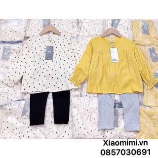 👧🏻 COMBO 2 BỘ THÔ ĐŨI BÉ GÁI CHẤM BI TRẮNG VÀNG SIÊU XINH 💛