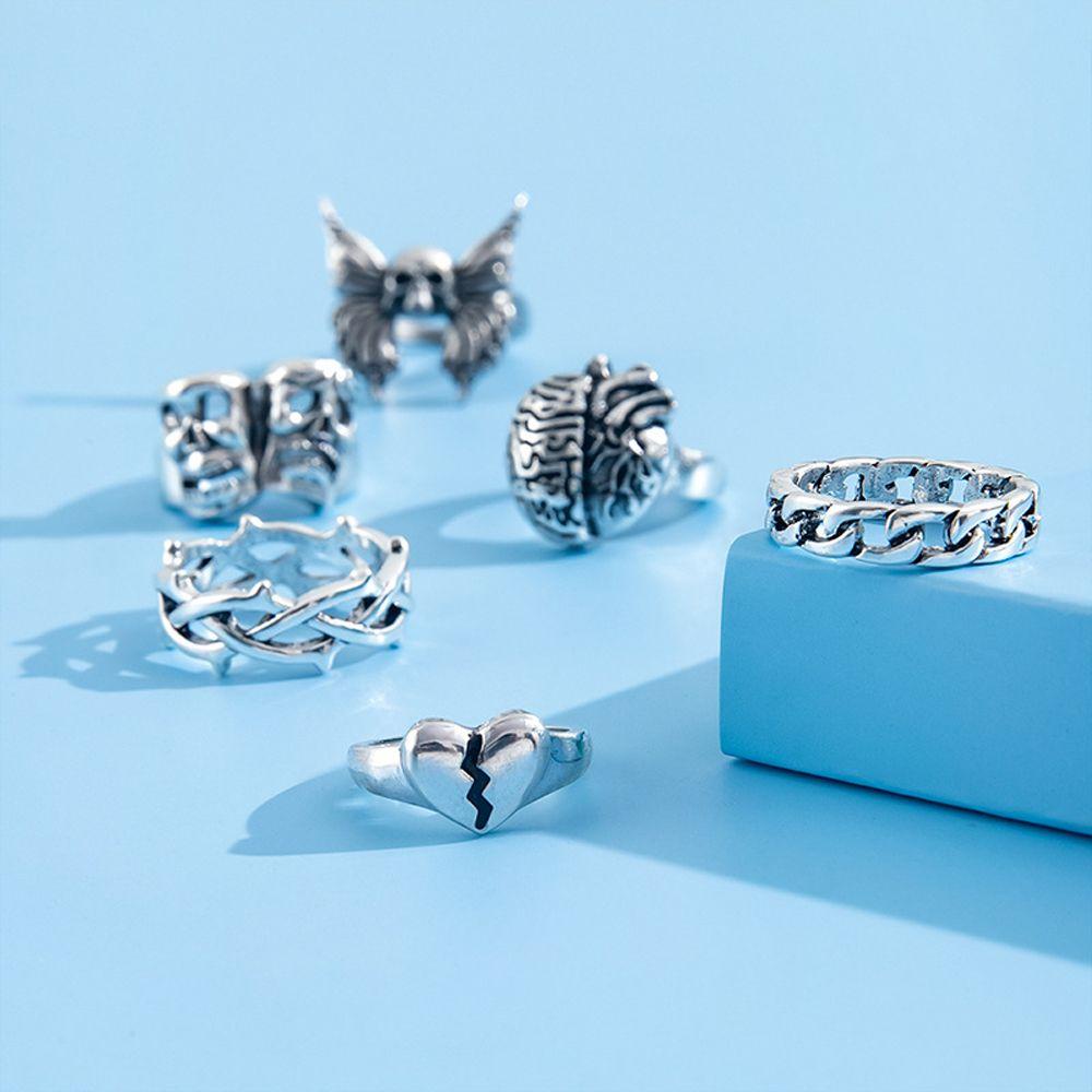 Bộ 7 Nhẫn Hình Cánh Bướm Phong Cách Gothic Cổ Điển Thời Trang Cho Nam Và Nữ