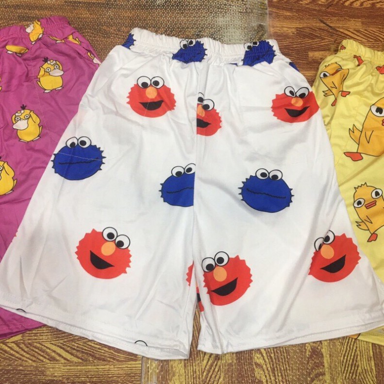 Quần đùi cartoon ống rộng lưng thun unisex/ Quần short nam nữ họa tiết hoạt hình kute | BigBuy360 - bigbuy360.vn