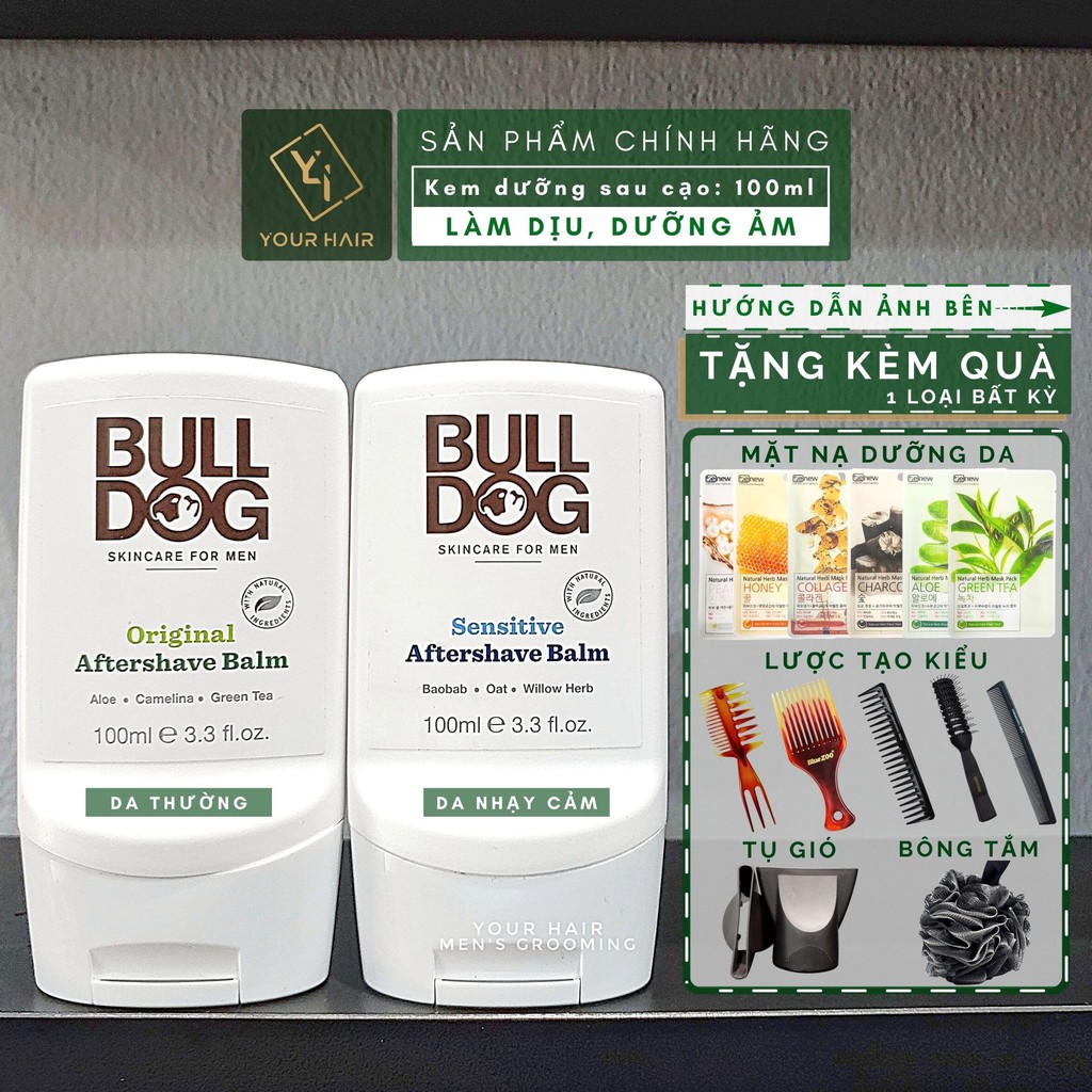 Kem dưỡng râu & da sau cạo cho da thường và nhạy cảm Bulldog Aftershave Balm - 100ml | Original Sensitive