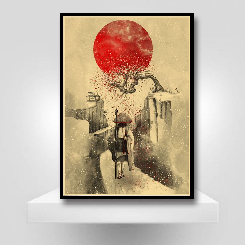 Tranh Treo Tường In Hình Chân Dung samurai Nhật Bản Trang Trí Nội Thất