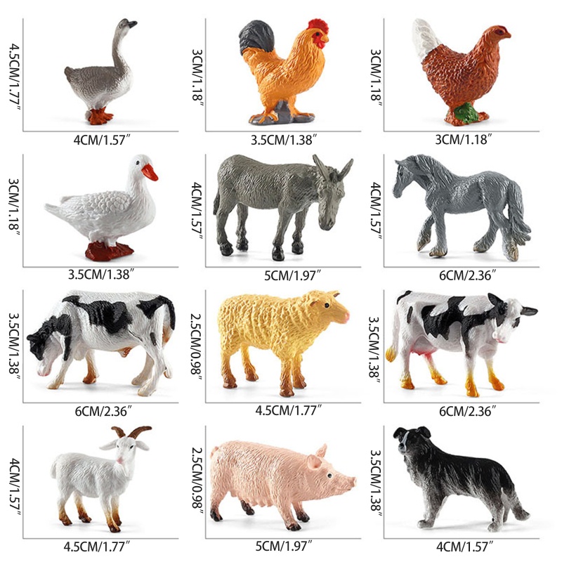 ✿ Set 12 Tượng Động Vật Mini Trang Trí Bánh Kem