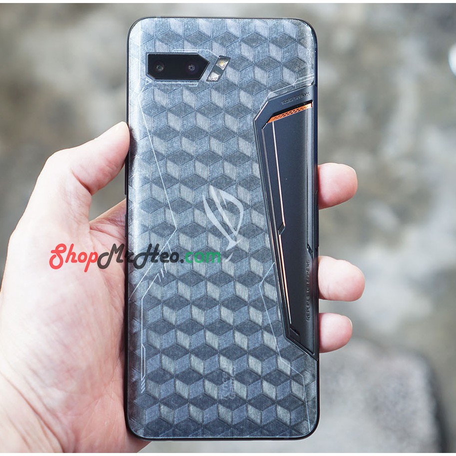 Skin Dán Mặt Sau Lưng Vân 3D ASUS ROG Phone 2 - Carbon, Hình Hộp, Nhám, Vân Da