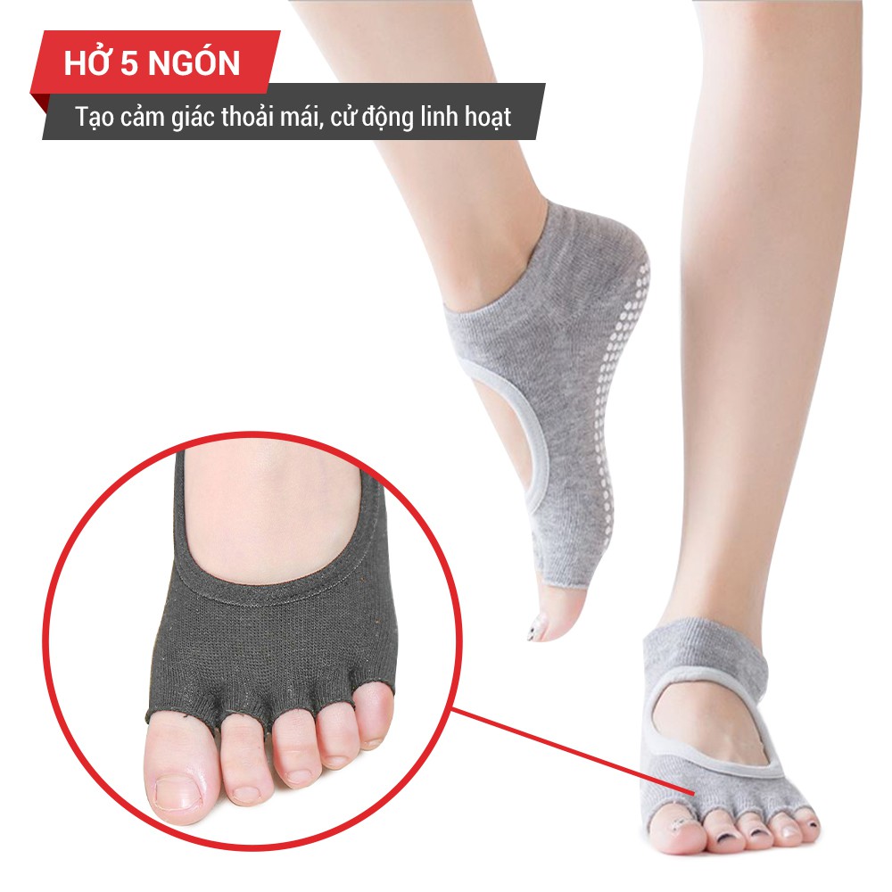 [Mã WABR1512 giảm 12% đơn 99K]Tất tập Yoga, múa ba lê chống trơn trượt hở ngón GoodFit GF002YS