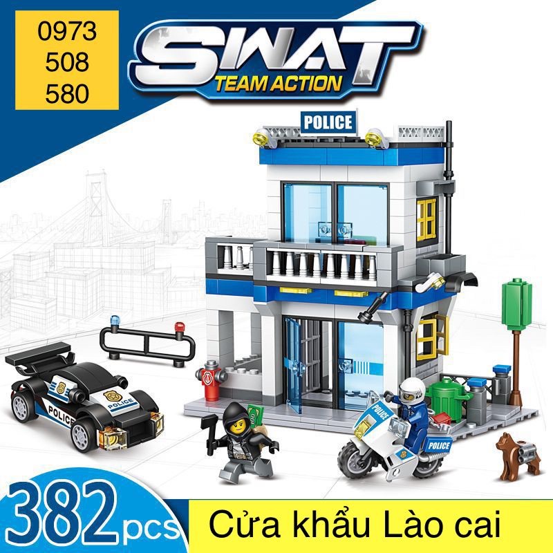 Đồ chơi xếp hình con trai lắp ghép ngôi nhà chiến đấu với 382 miếng ghé
