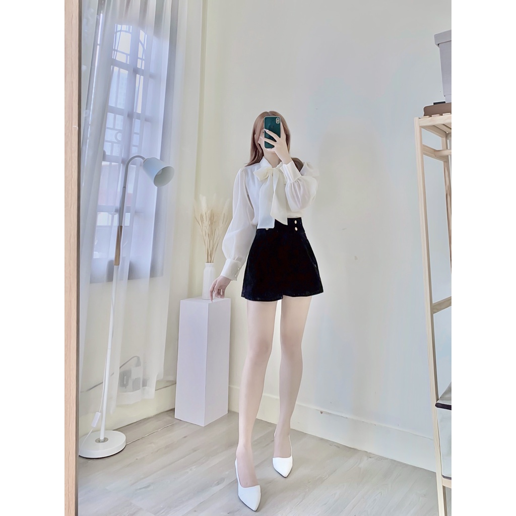 Quần Short Nhung 4 Khuy Dáng Váy - CHUPPY - SN11