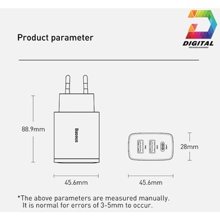 Củ Sạc Nhanh Baseus 30W Compact Quick Charger ( USB Dual Port + Type C, 30w PD / QC3.0 Multi Quick Charge Support )