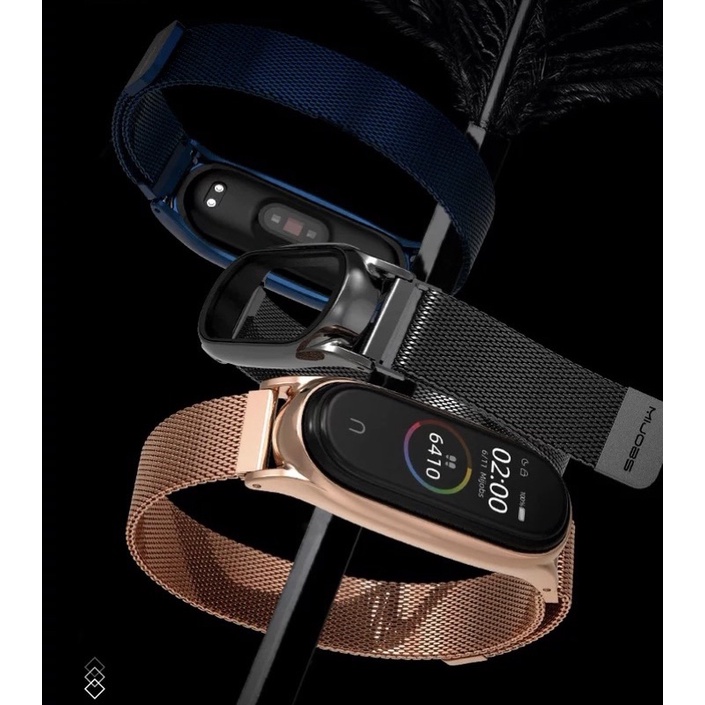 DÂY MIBAND 8_Dây đeo Miband 5/6/7/8 Milanese viền nhọn