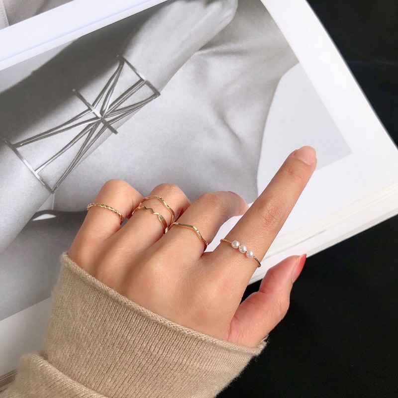 Bộ nhẫn đính hạt ngọc trai kiểu dáng sang trọng B846