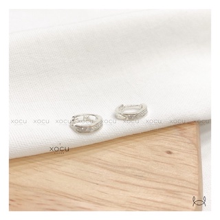 Khuyên Tai Bạc, Khuyên Tròn Đính Đá, Diamond Huggie Earrings, XoCu