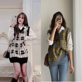 ÁO LEN GHILE KẺ  DÁNG DÀI CHO NỮ