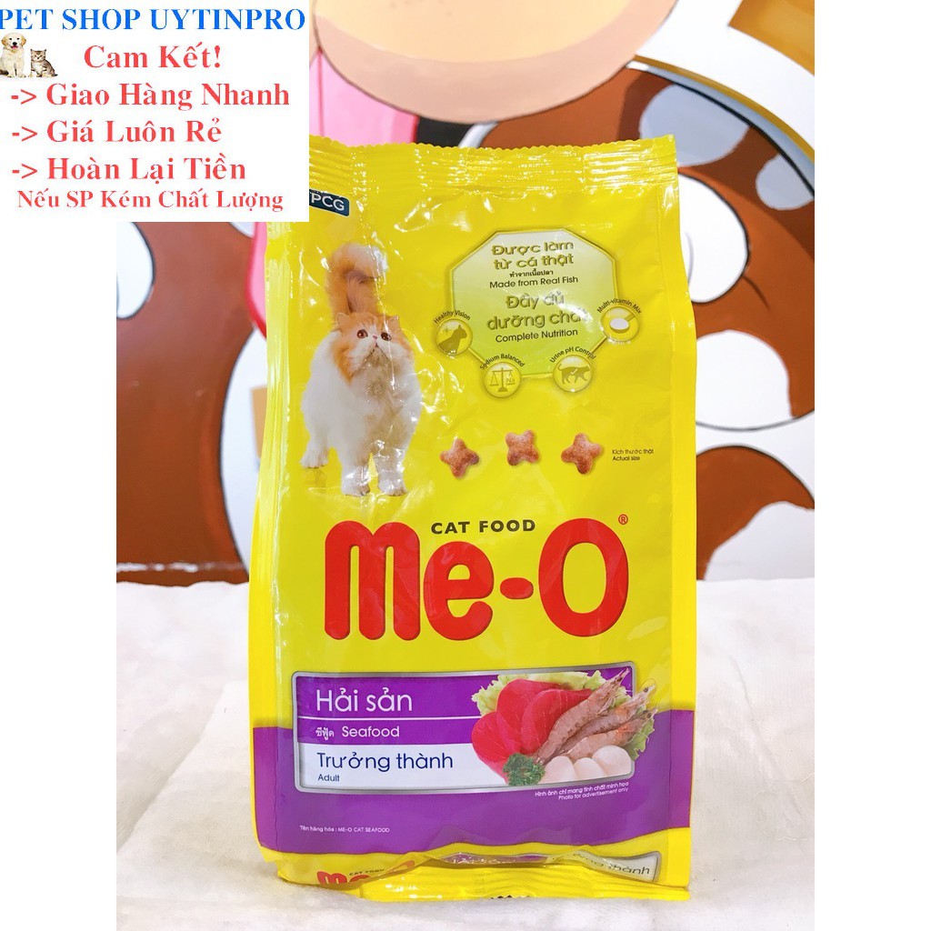 THỨC ĂN MÈO LỚN Me-O Dạng hạt Vị hải sản Gói 350g Xuất xứ Thái Lan