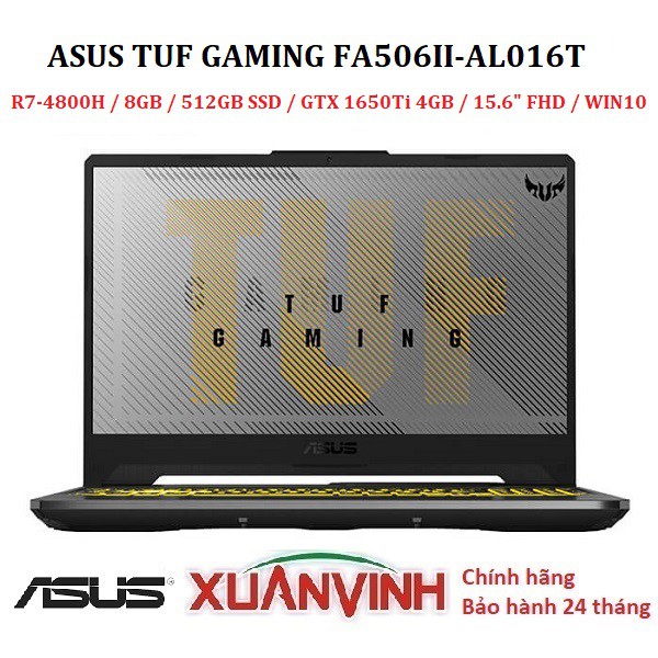 Laptop ASUS TUF GAMING FA506II-AL016T R7-4800H 8GB 512GB SSD Pcle GTX 1650Ti 4GB 15.6 FHD NEW 100%, CHÍNH HÃNG | BigBuy360 - bigbuy360.vn