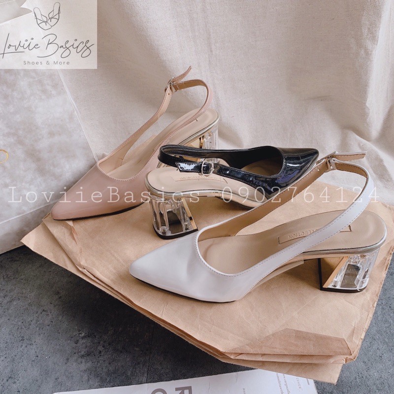 GIÀY CAO GÓT 5 PHÂN LOVIIE BASICS - GIÀY NỮ CAO GÓT ĐẾ VUÔNG CÔNG SỞ - GUỐC SANDAL BÍT MŨI NHỌN 5CM G201223