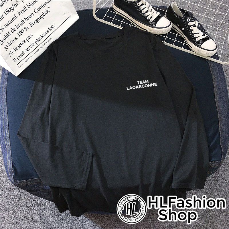 Áo thun tay dài form rộng unisex thêu chữ Team La Garconne, áo dài tay nam nữ tay phồng HLFashion | BigBuy360 - bigbuy360.vn