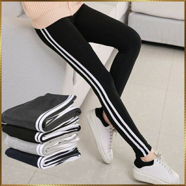 Quần dài legging họa tiết kẻ sọc cho nữ từ (35-55kg)
