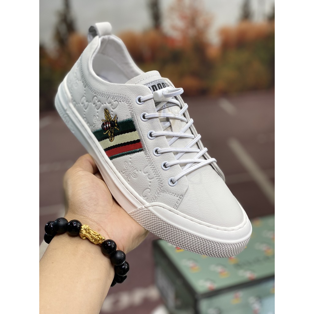 Giày sneakers nam da thật GUCCI GG GC thiết kế họa tiết bắt mắt, trẻ trung