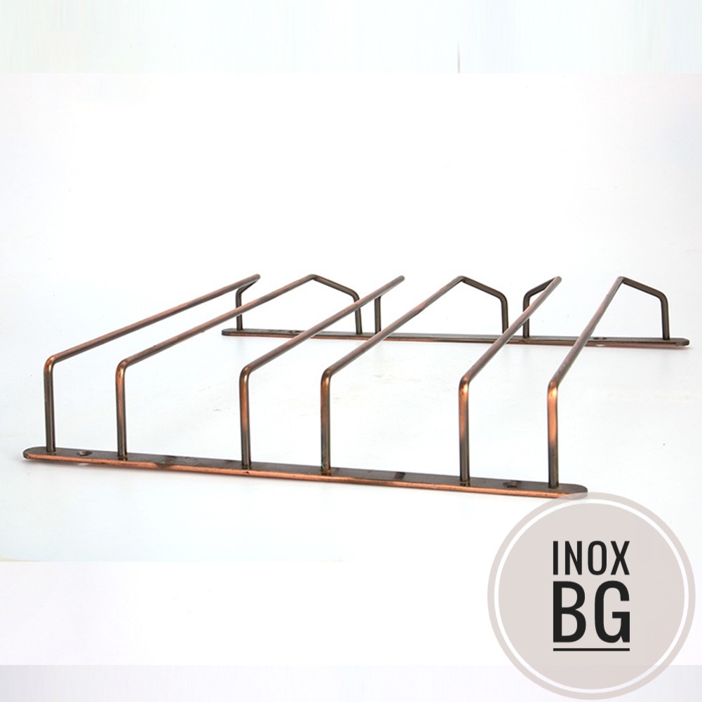 GIÁ TREO LY ÚP NGƯỢC BẮT TRẦN TỦ MÀU NÂU ĐỒNG 1-4 HÀNG