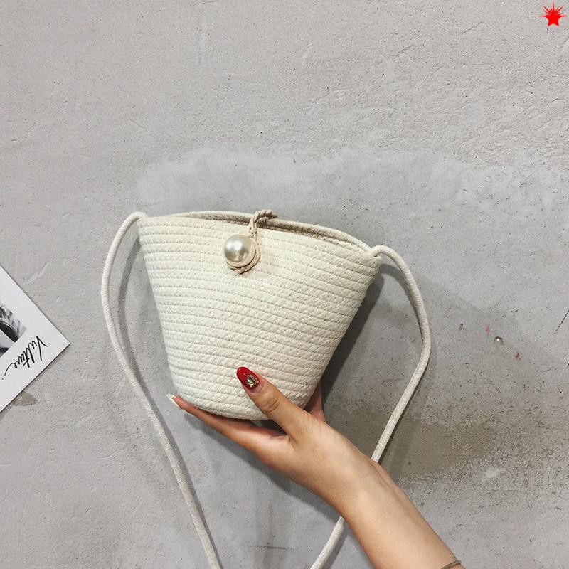 Túi Cói Cotton Đi Biển Phối Hạt Cườm Xinh L1767 - LoanTay