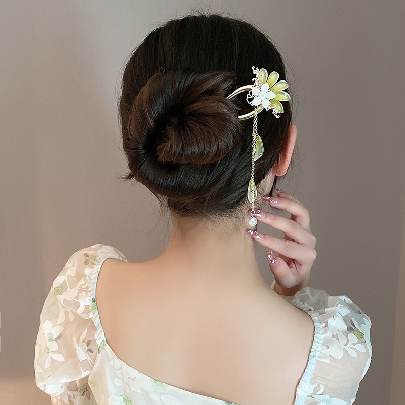 Trâm cài tóc nữ Haimeikang cổ kính tua rua hoa khí chất cổ điển
