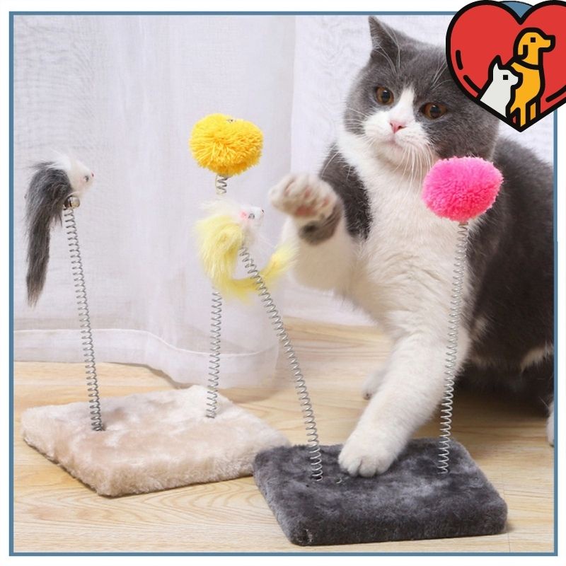 Bàn cào móng có chuột đồ chơi cho mèo xả stress - mài móng !