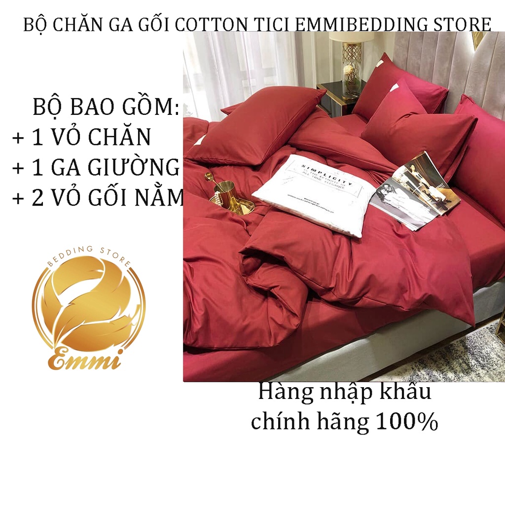 Bộ Chăn Ga Gối Cotton TC Emmibedding store - Đỏ