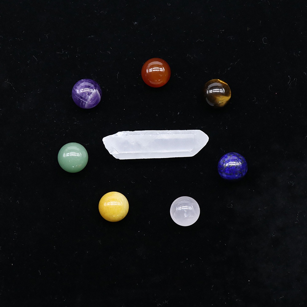 Hộp Quà 7 Đá Thanh Tẩy Tròn Chakra 16 MM Jade Crystal DA43