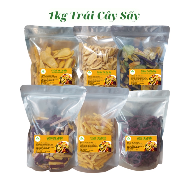 Trái cây, củ quả sấy khô giòn hàng nguyên An Nhiên 1kg