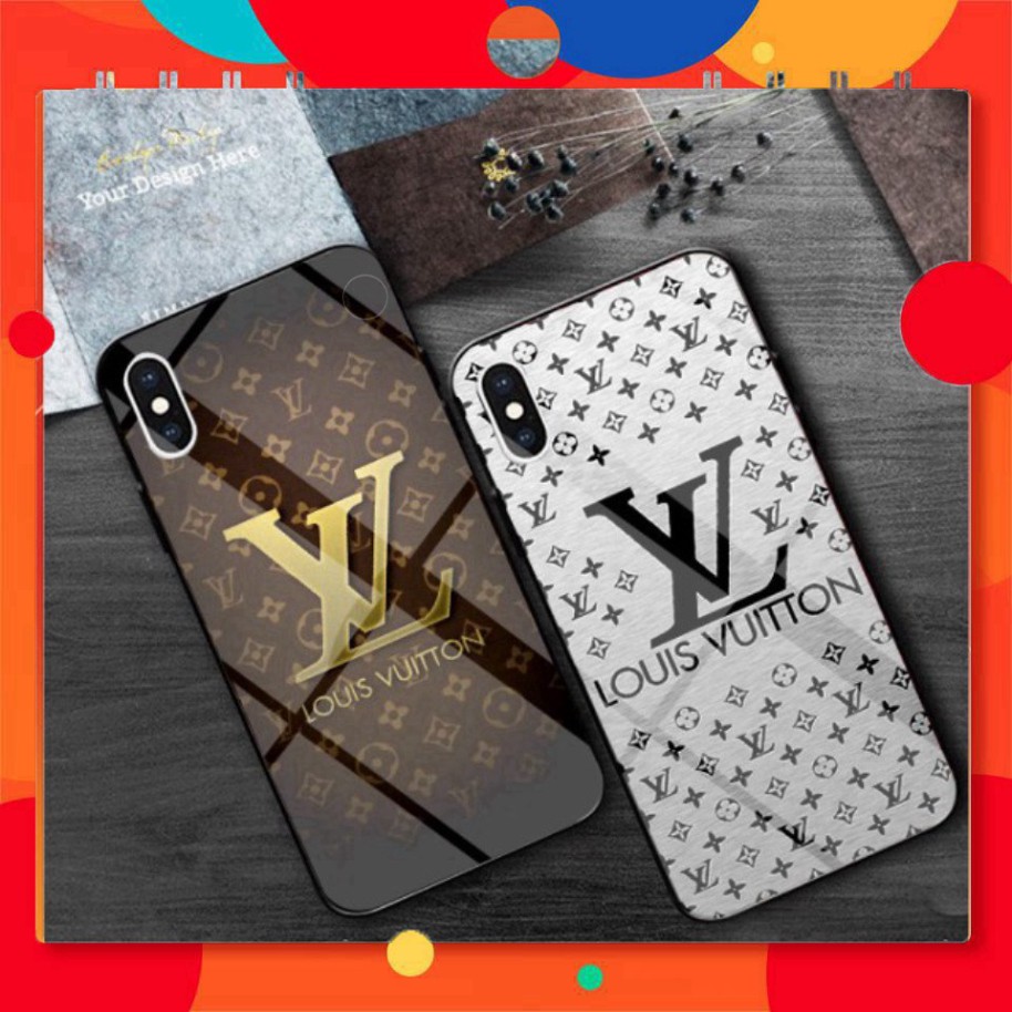 Ốp Samsung Ốp Kính in hình LV Nâu Trắng .