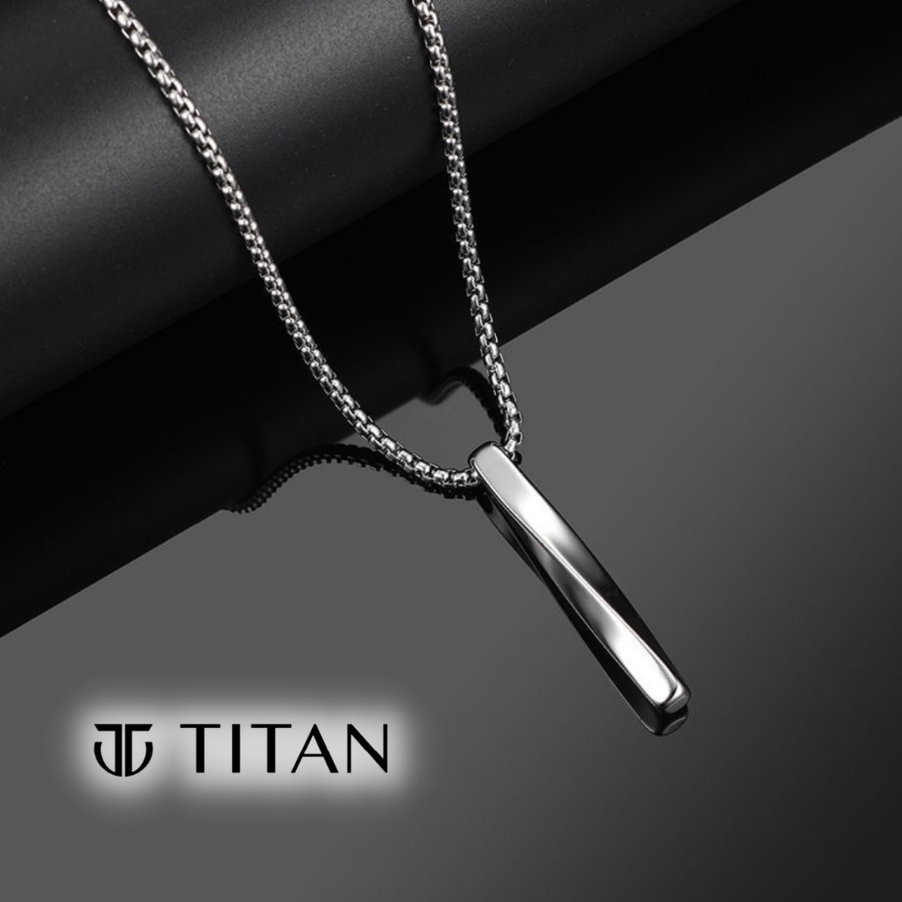Dây Chuyền Nam Nữ Thời Trang, Vòng Cổ Unisex Thanh Xoắn HipHop Màu Đẹp Như Bạc 925 Dạng Khối Khắc Được Tên TITAN SHOP