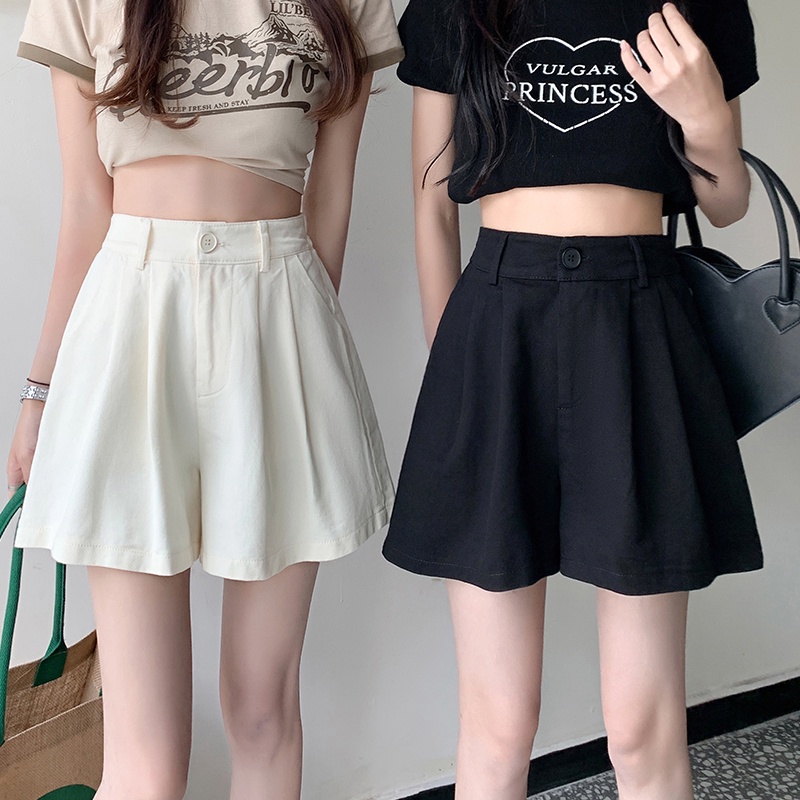 Quần đùi IELGY lưng cao dáng rộng dễ phối đồ phong cách thời trang dành cho nữ