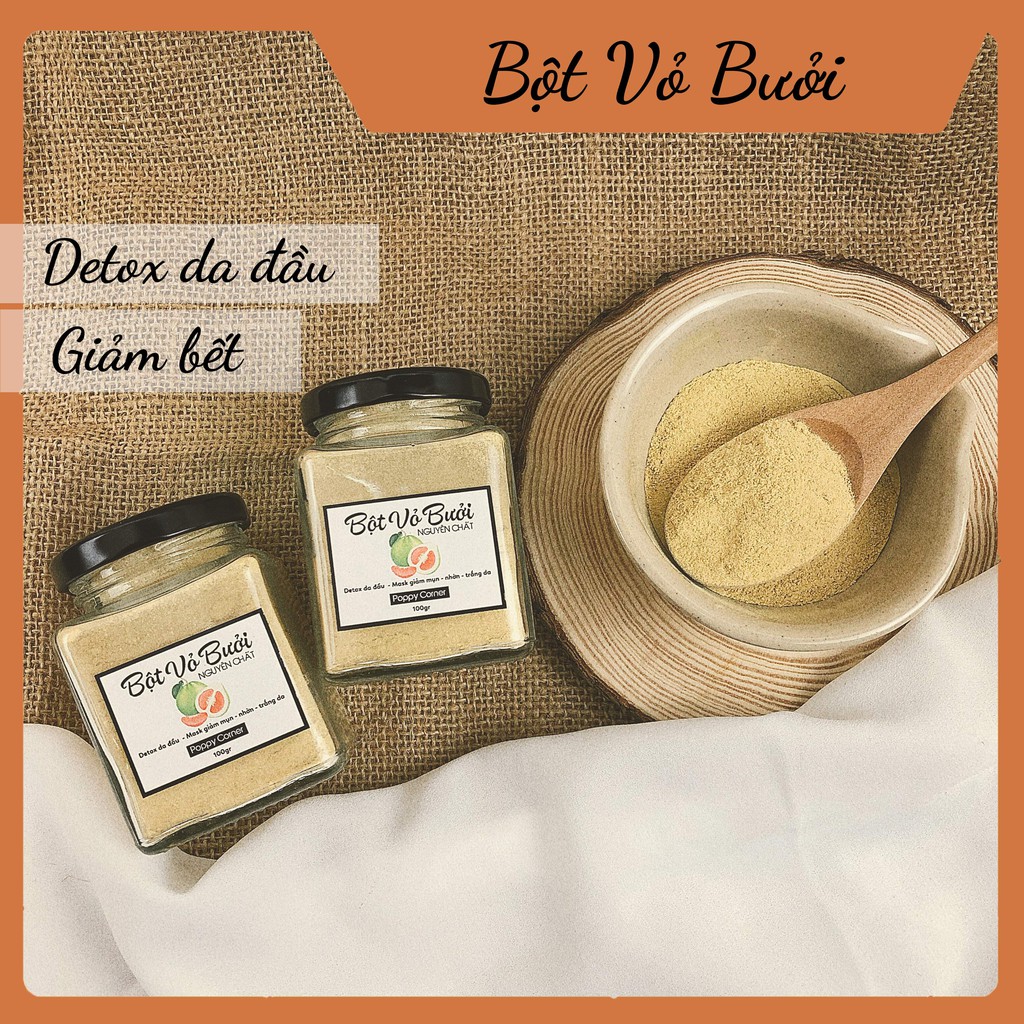 Bột Vỏ Bưởi Nguyên Chất Detox Da Đầu Giảm Bết Tóc- Poppy Corner